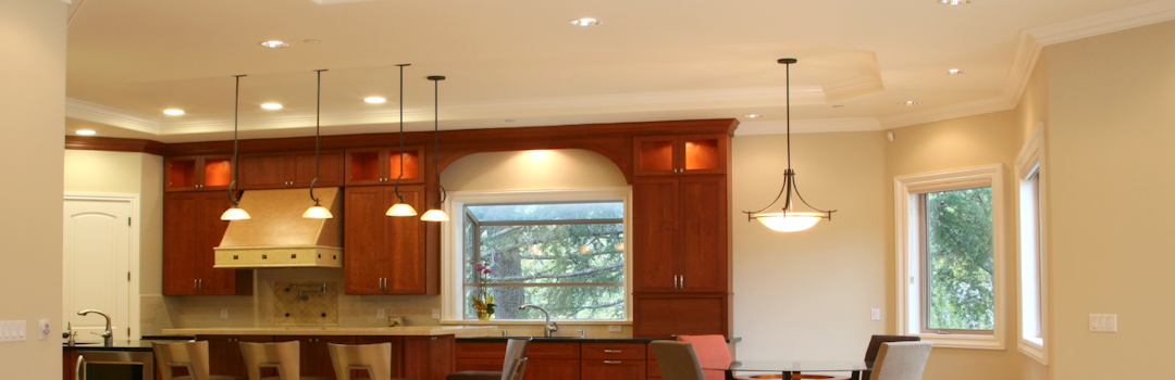 Kitchen lighting installed by Wiretech Company. 