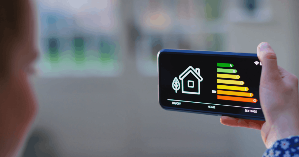 woman looking at the smart energy use of her home